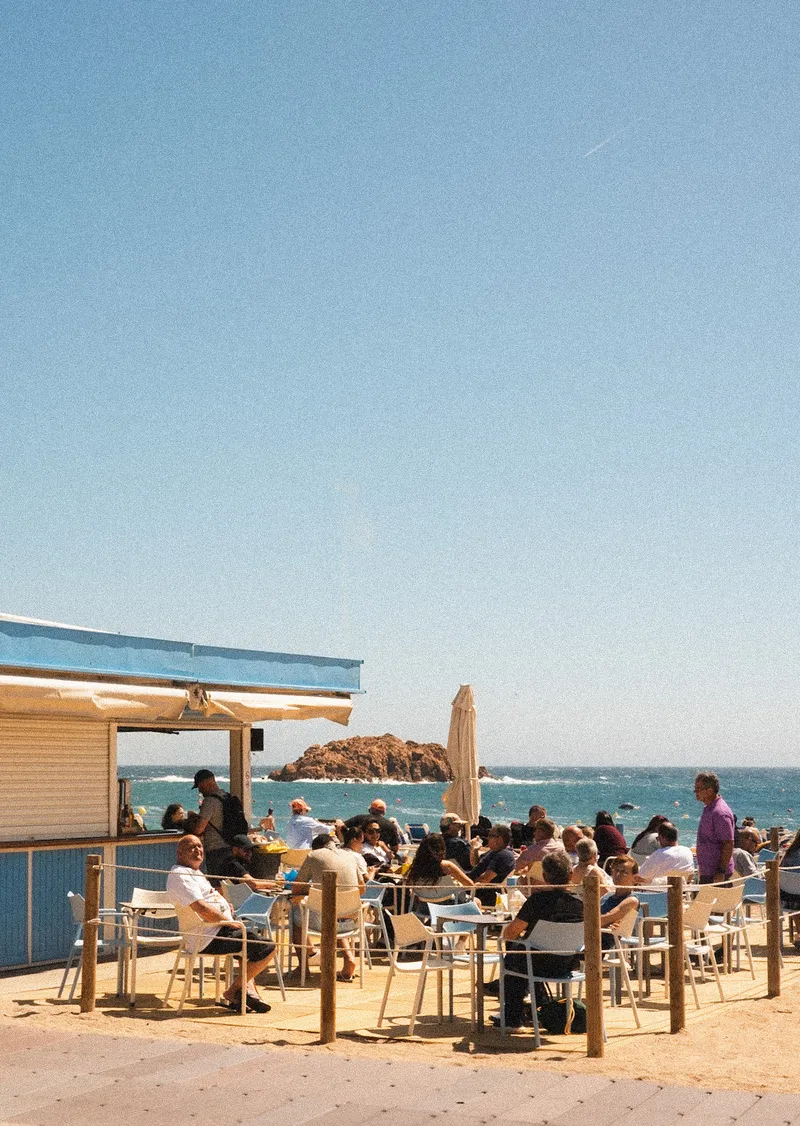 Beach bar terrace by the sea