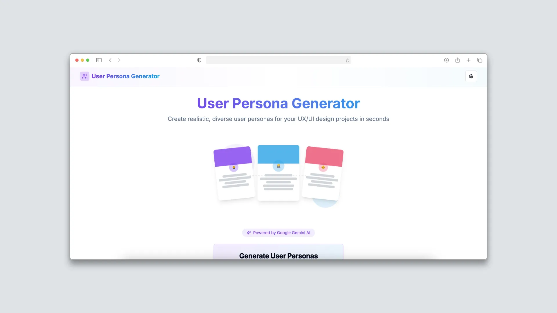 Screenshot of Personas Generator
